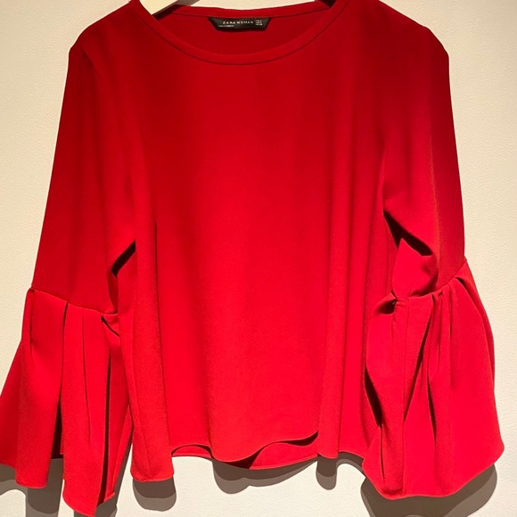 Zara Red Peplum sleeve top in size Medium - Picture 8 of 13